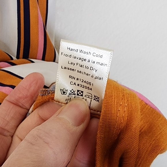 Anthropologie Porridge Orange Stripe Cap Sleeve Blouse L - Picture 7 of 7
